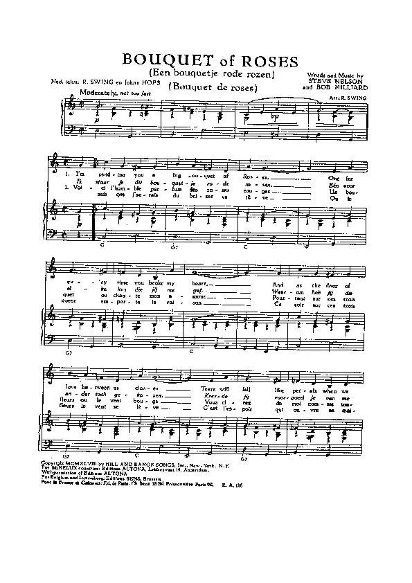 télécharger la partition d'accordéon Bouquet of Roses (Bouquet de roses) (Een bouquetje rode rozen) (Fox ou Pops) au format PDF