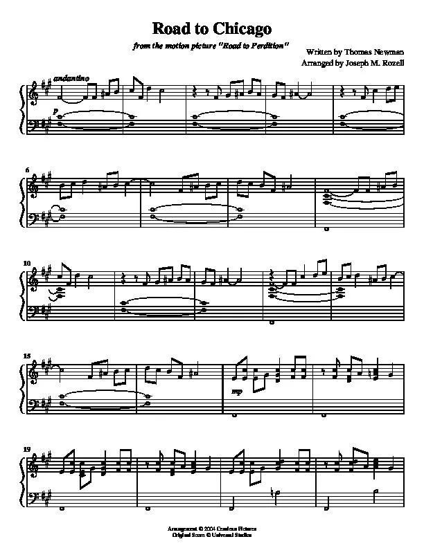 télécharger la partition d'accordéon Road to Chicago (Du Film : Road to Perdition) (Arrangement : Joseph M Rozell) au format PDF