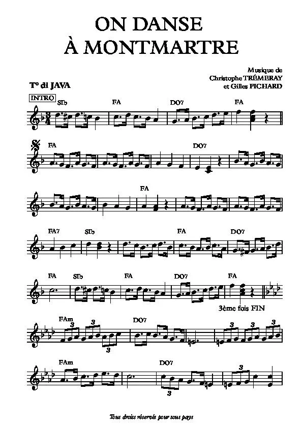 télécharger la partition d'accordéon On danse à Montmartre (Java) au format PDF