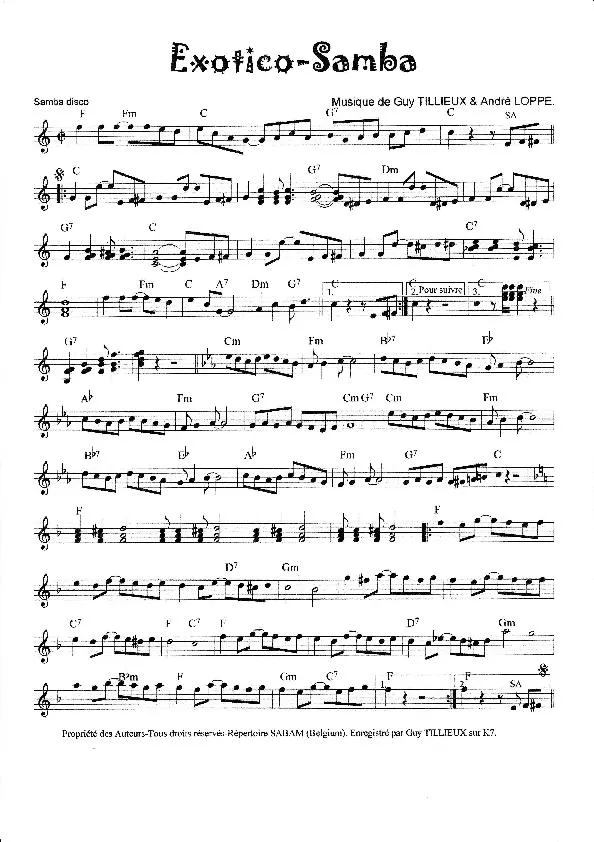 télécharger la partition d'accordéon Exotico Samba (Samba Disco) au format PDF