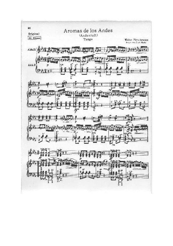 télécharger la partition d'accordéon Aromas de los Andes (Andenluft) (Duo d'Accordéons) (Arrangement : Curt Mahr) (Orginal : 24 Bässe) (Tango) au format PDF
