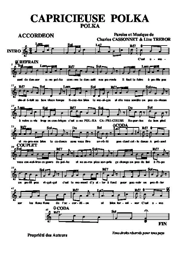 télécharger la partition d'accordéon Capricieuse Polka au format PDF