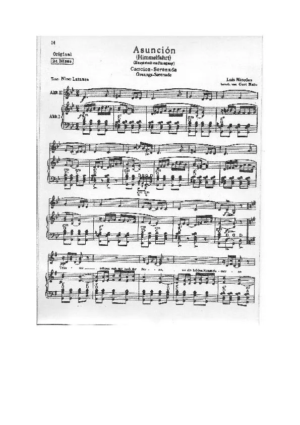 télécharger la partition d'accordéon Asunción (Himmelfahrt) (Cancion Serenada) (Gesange Serenada) (Duo d'Accordéons )(Arrangement : Curt Mahr) (Orginal : 24 Bässe) (Tango) au format PDF