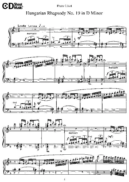 télécharger la partition d'accordéon Hungarian Rhapsody n°19 (in D Minor) au format PDF