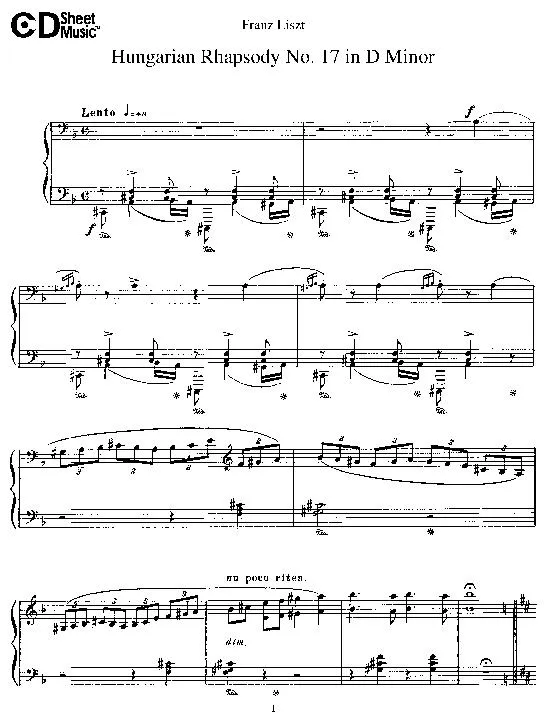 télécharger la partition d'accordéon Hungarian Rhapsody n°17 (in D Minor) au format PDF