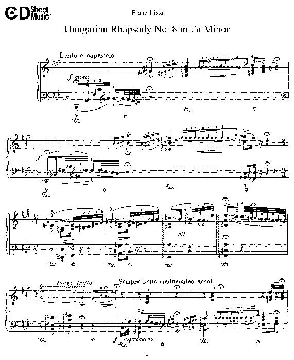 télécharger la partition d'accordéon Hungarian Rhapsody n°8  (In F# Minor au format PDF