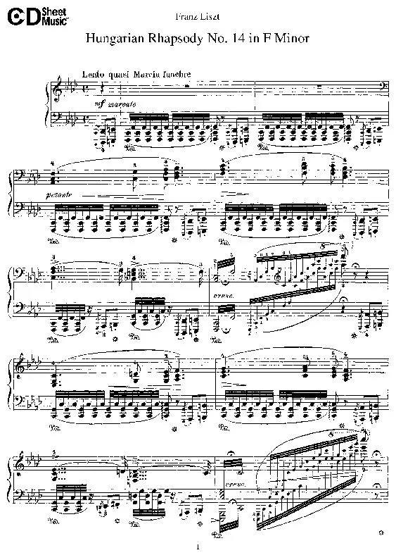 télécharger la partition d'accordéon Hungarian Rhapsody n°14 (in F Minor) au format PDF
