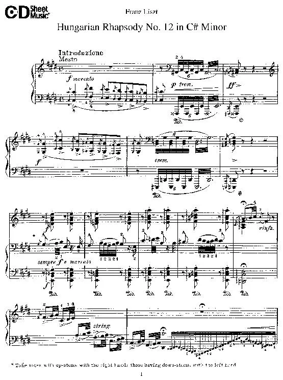 télécharger la partition d'accordéon Hungarian Rhapsody n°12  (in C# Minor) au format PDF