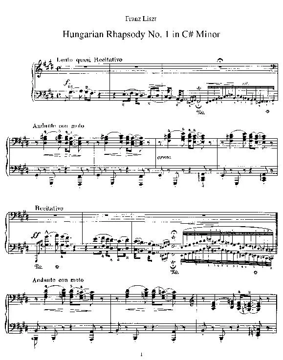 télécharger la partition d'accordéon Hungarian Rhapsody n°1  (in C# Minor) au format PDF