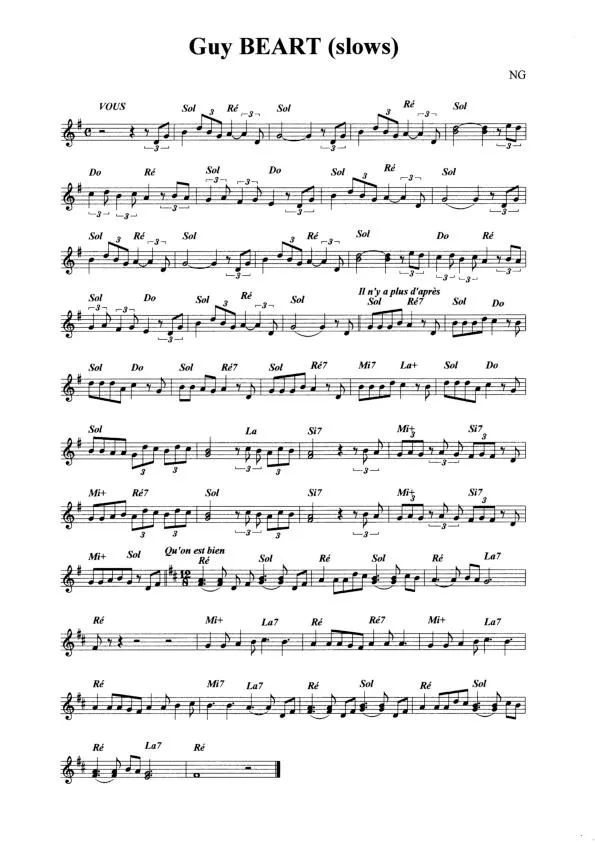 télécharger la partition d'accordéon Guy Béart (Medley de 3 Slows) (Relevé) au format PDF