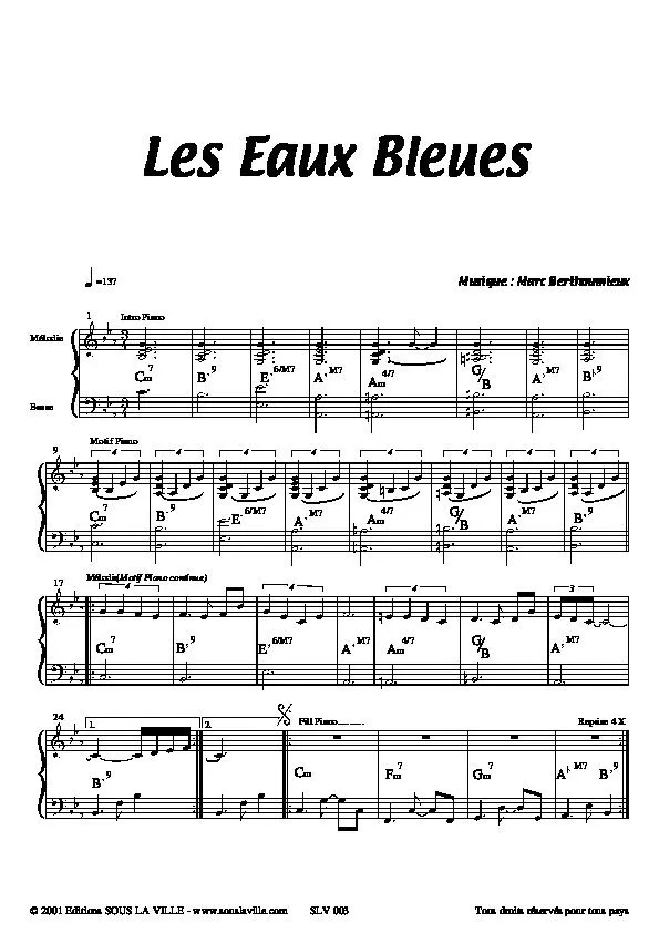 télécharger la partition d'accordéon Les eaux bleues (Valse) au format PDF