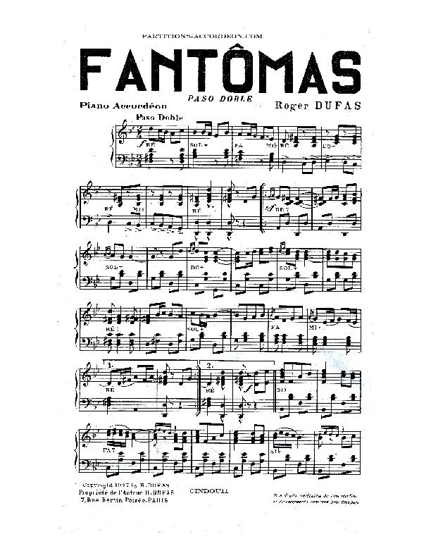 télécharger la partition d'accordéon Fantômas (Paso Doble) au format PDF