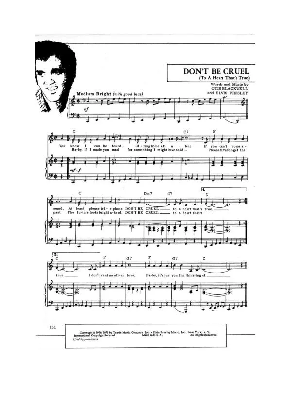 télécharger la partition d'accordéon Don't be cruel (To A Heart That's True) au format PDF