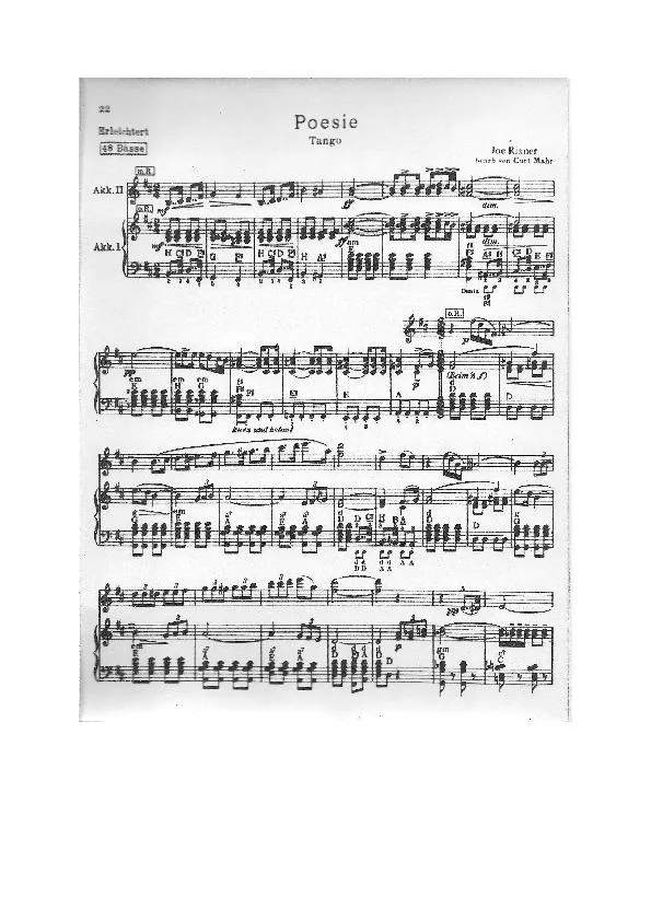 télécharger la partition d'accordéon Poésie (Duo d'Accordéons) (Arrangement : Curt Mahr)  (Original : 48 Bässe) (Tango) au format PDF