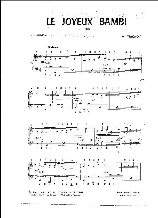 télécharger la partition d'accordéon Le Joyeux Bambi (Fox) au format PDF