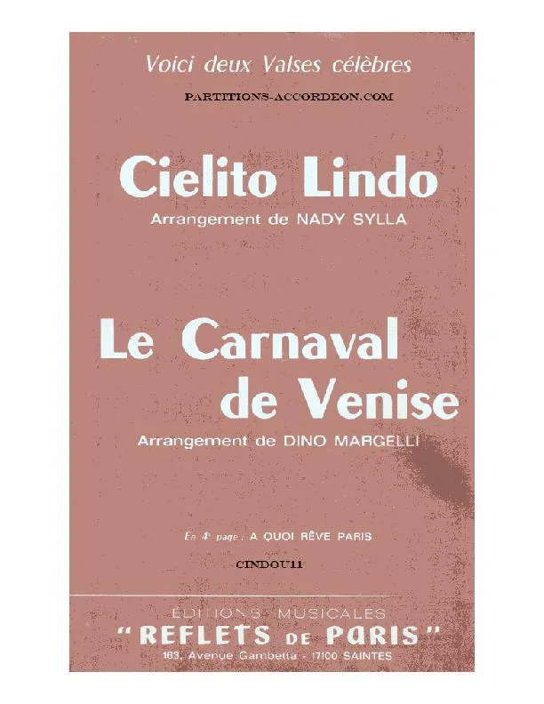 télécharger la partition d'accordéon Le carnaval de Venise (Orchestration) (Valse) au format PDF