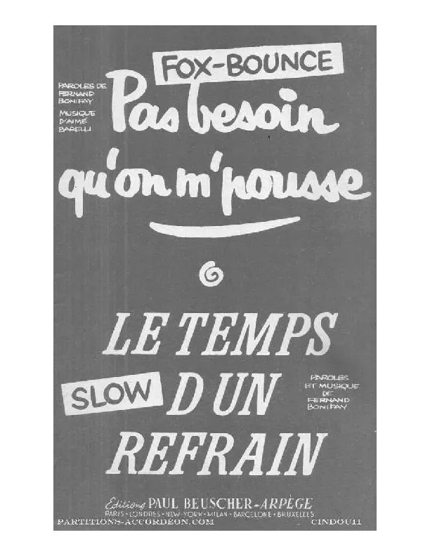 télécharger la partition d'accordéon Le temps d'un refrain (Orchestration Complète) (Slow) au format PDF