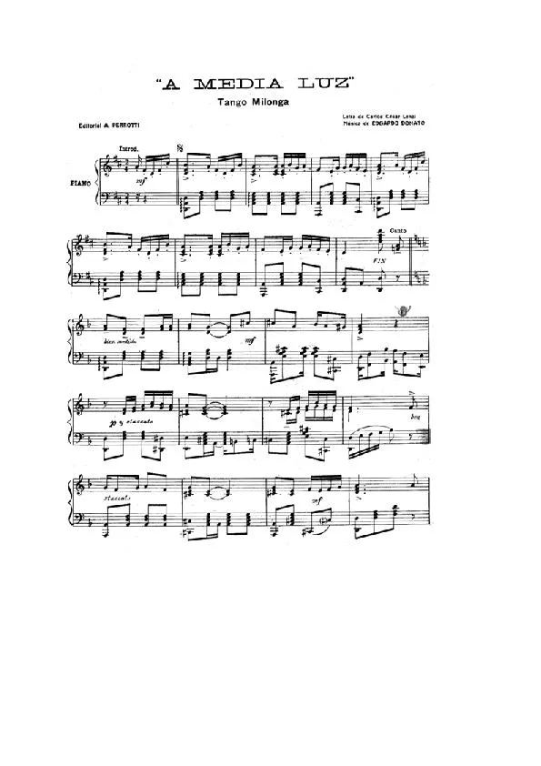 télécharger la partition d'accordéon A Media Luz (Tango Milonga) au format PDF