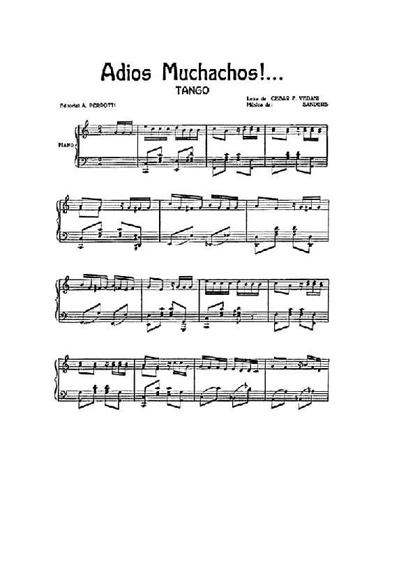 télécharger la partition d'accordéon Adios Muchachos (Tango) au format PDF