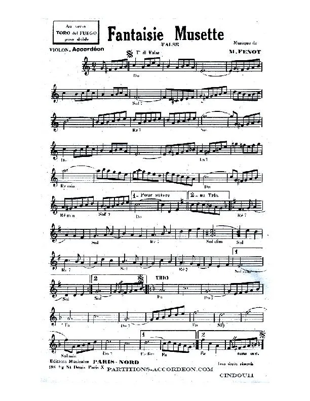 télécharger la partition d'accordéon Fantaisie Musette (Valse) au format PDF
