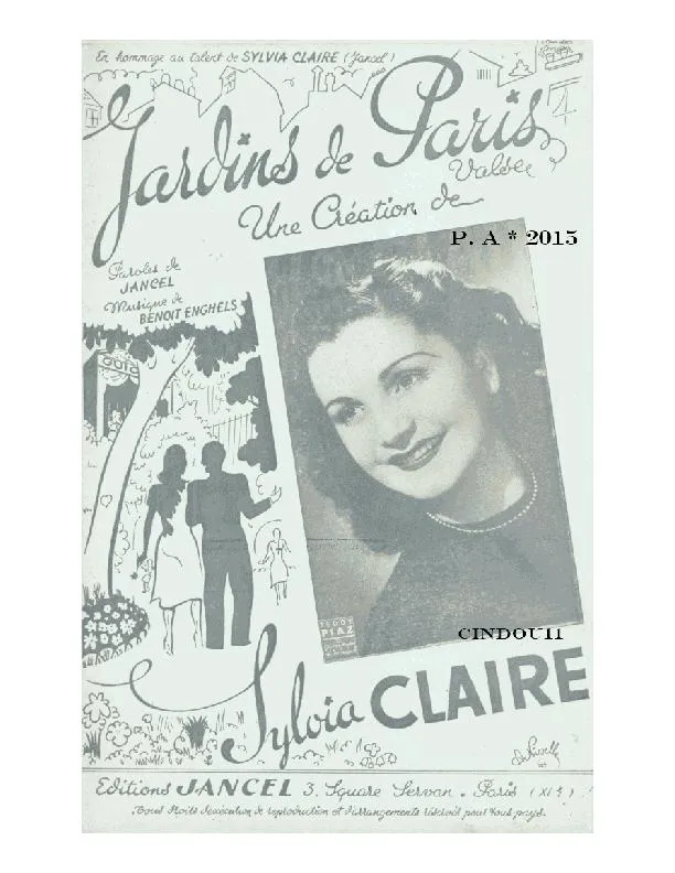 télécharger la partition d'accordéon Jardins de Paris (Chant : Sylvia Claire) (Valse Musette Chantée) au format PDF
