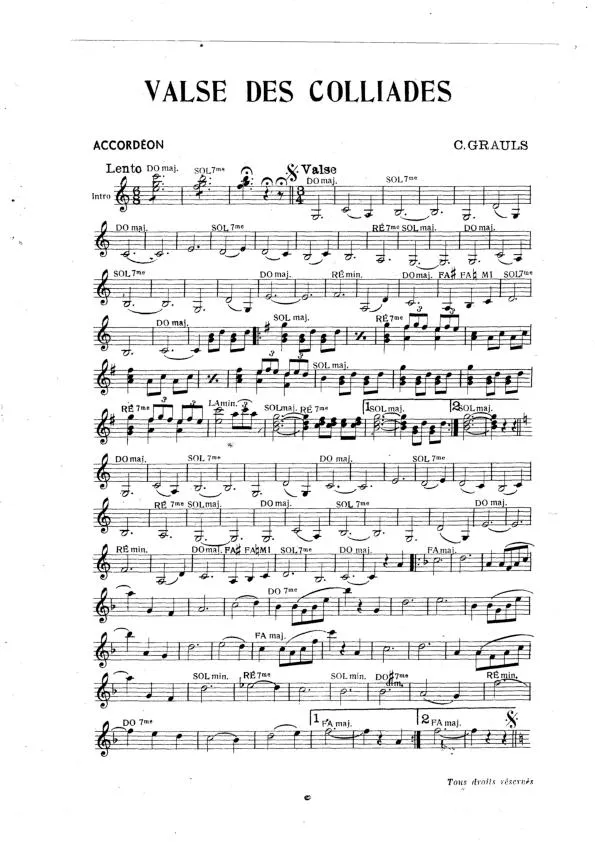 télécharger la partition d'accordéon Valse des Colliades (Orchestration) au format PDF