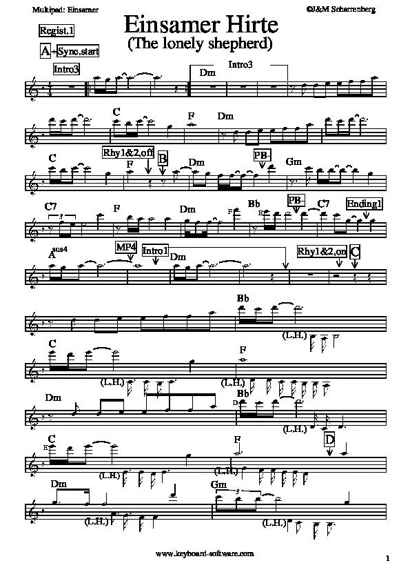 télécharger la partition d'accordéon Einsamer Hirte (The lonely shepherd) au format PDF