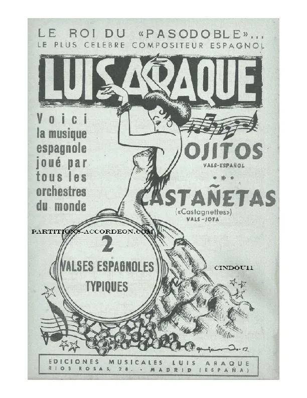 télécharger la partition d'accordéon Castañetas (Castagnettes) (Orchestration Complète) (Valse Jota) au format PDF