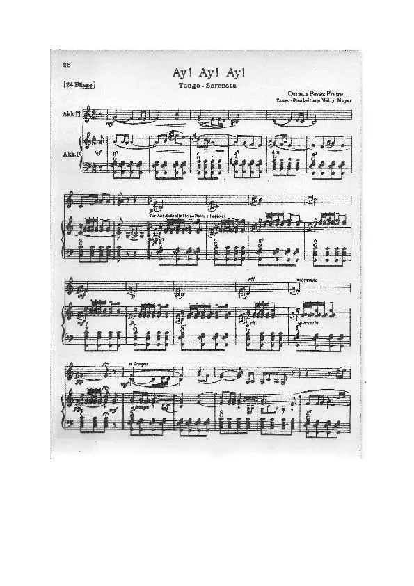 télécharger la partition d'accordéon Ay Ay Ay (Duo d'Accordéons) (Arrangement : Willy Meyer) (Original : 24 Bässe) (Tango Serenate) au format PDF