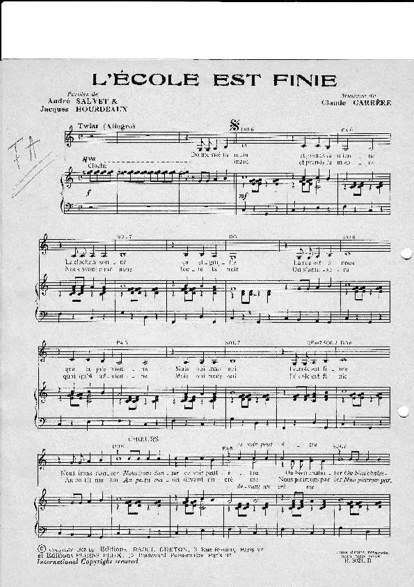 télécharger la partition d'accordéon L'école est finie (Chant : Sheila) (Twist) au format PDF