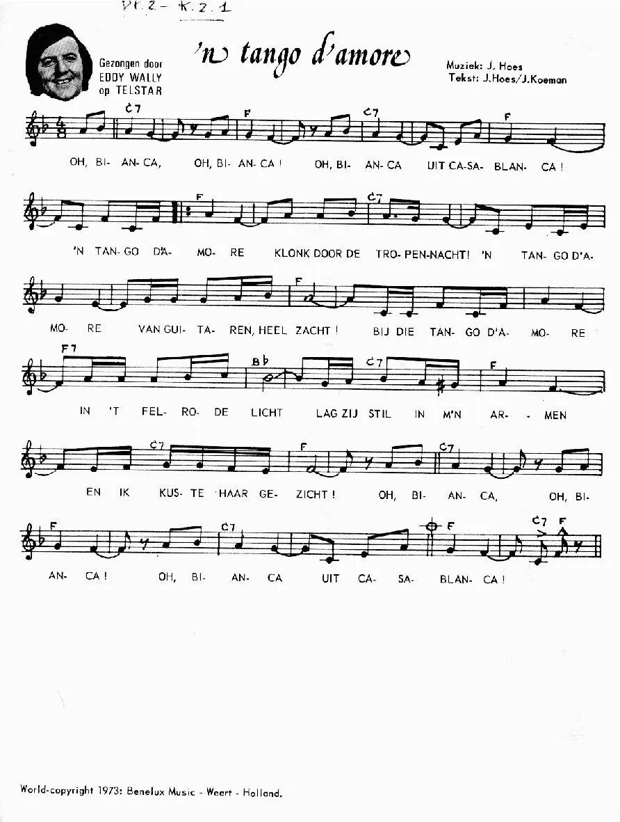 télécharger la partition d'accordéon Songbook : Benelux Music : Divers Titres (Chant : Eddy Wally) au format PDF