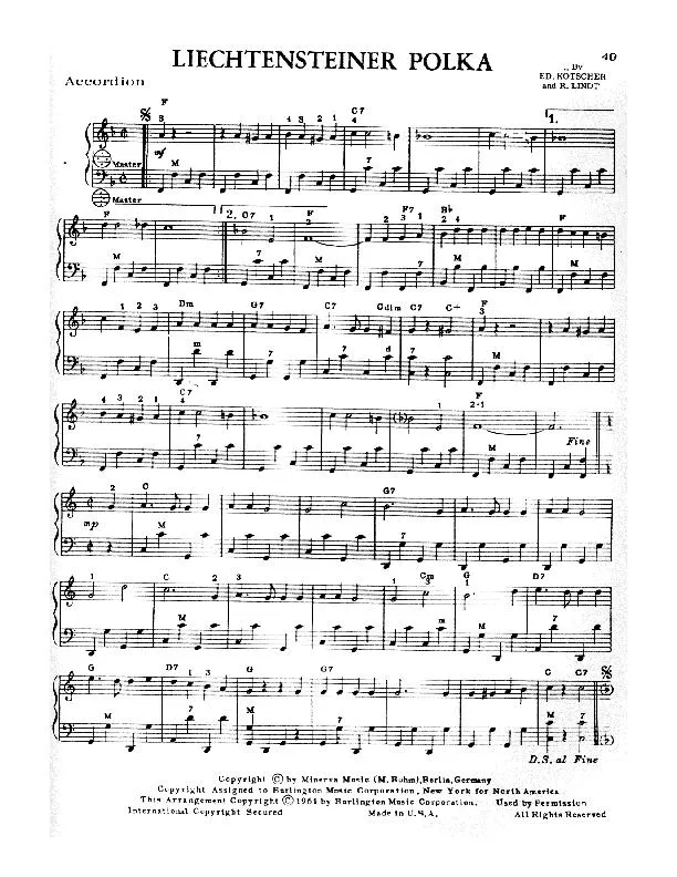 télécharger la partition d'accordéon Liechtensteiner Polka au format PDF