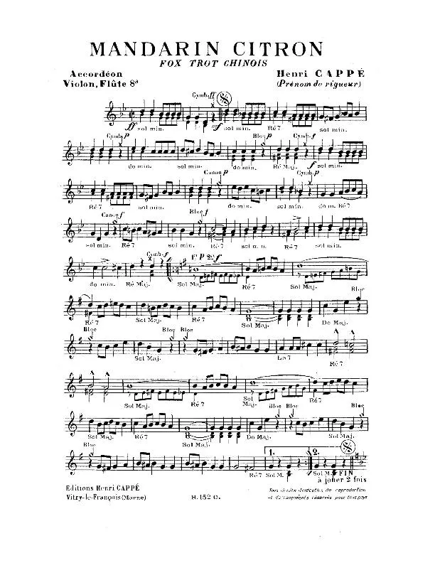 télécharger la partition d'accordéon Mandarin citron (Fox Trot Chinois) au format PDF