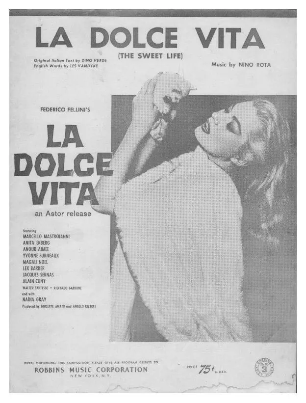 télécharger la partition d'accordéon La Dolce Vita (The sweet life) au format PDF