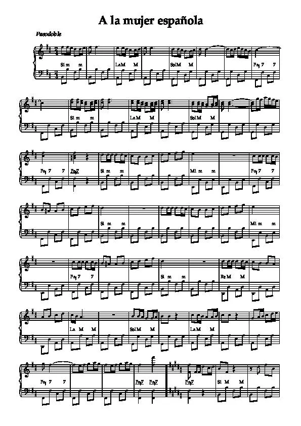 télécharger la partition d'accordéon A La Mujer Española (Arrangement : Mikel Astigarraga) (Paso Doble) au format PDF