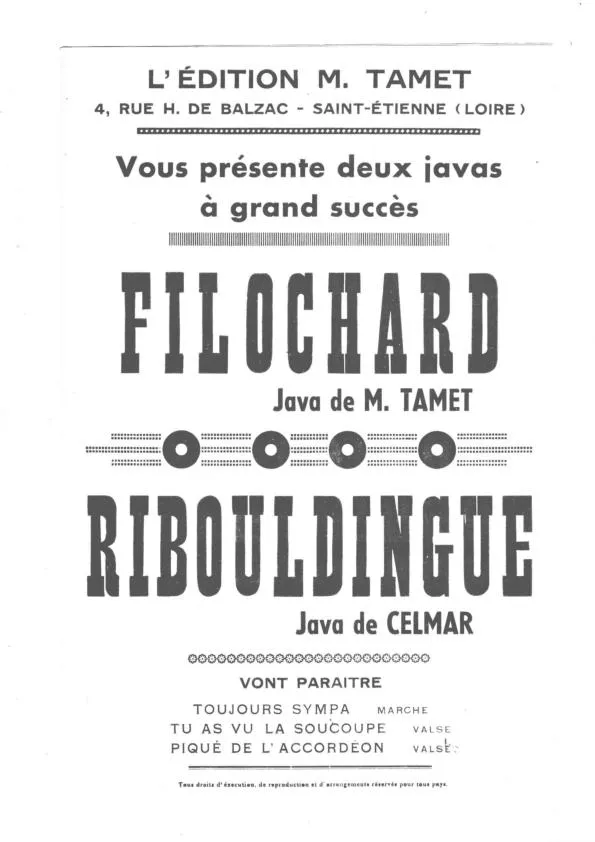 télécharger la partition d'accordéon Ribouldingue (Java) au format PDF