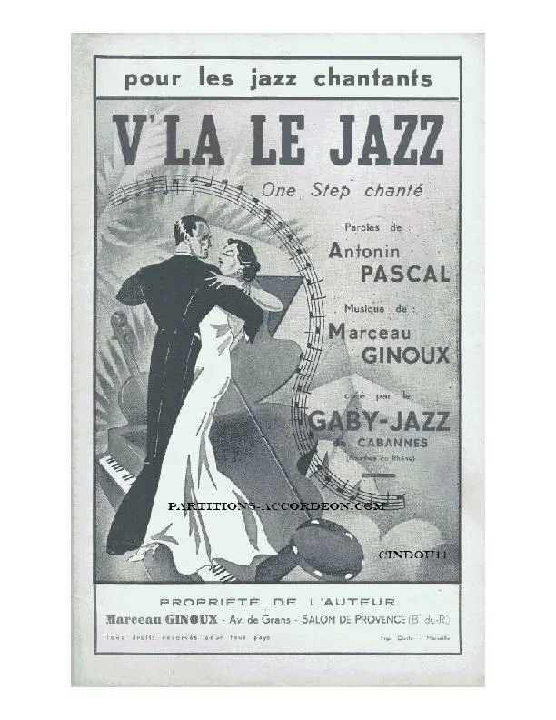 télécharger la partition d'accordéon V'la le jazz au format PDF