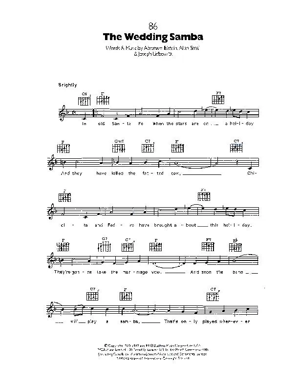 télécharger la partition d'accordéon The wedding samba au format PDF