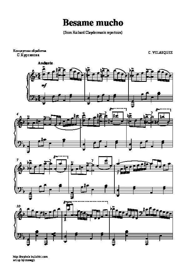 télécharger la partition d'accordéon Besame Mucho (Arrangement : C Kursanov) au format PDF