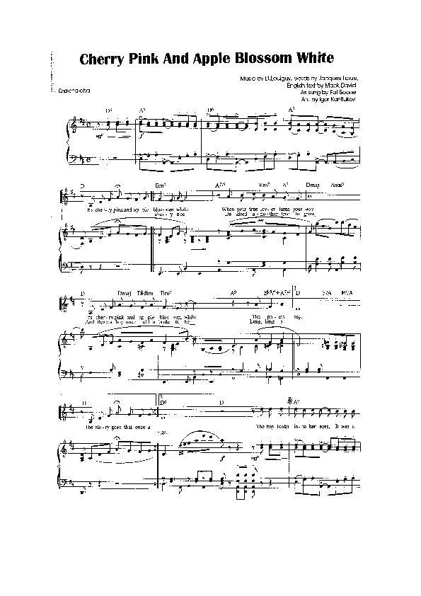 télécharger la partition d'accordéon Cherry pink and apple blossom white (Chant : Pat Boone) (Arrangement : Igor Kantiukov) (Cha Cha Cha) au format PDF