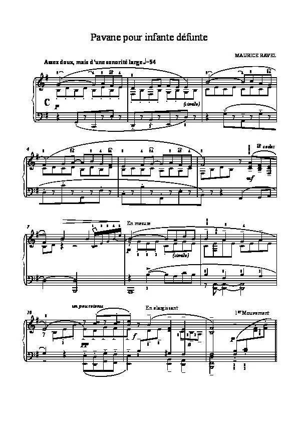 télécharger la partition d'accordéon Pavane pour infante défunte (Piano) au format PDF