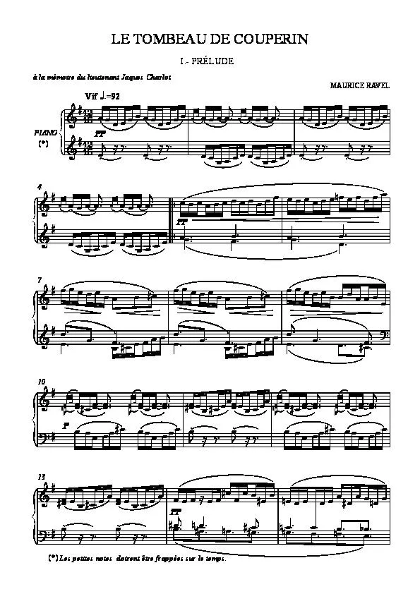 télécharger la partition d'accordéon Le tombeau de Couperin (I : Prélude) (Piano) au format PDF