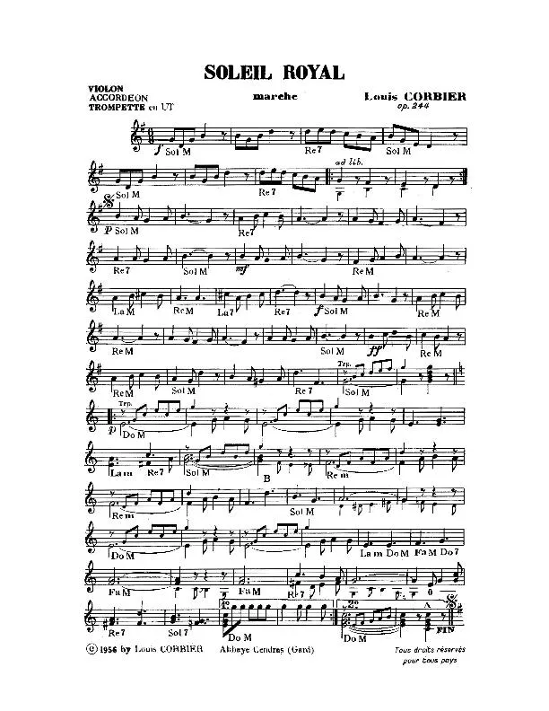 télécharger la partition d'accordéon Soleil Royal (Marche) au format PDF