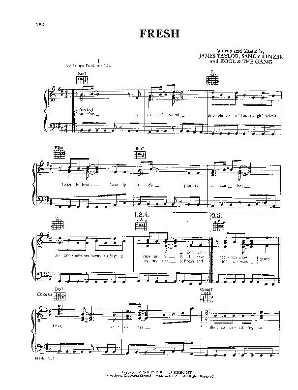 télécharger la partition d'accordéon Fresh (Funk) au format PDF