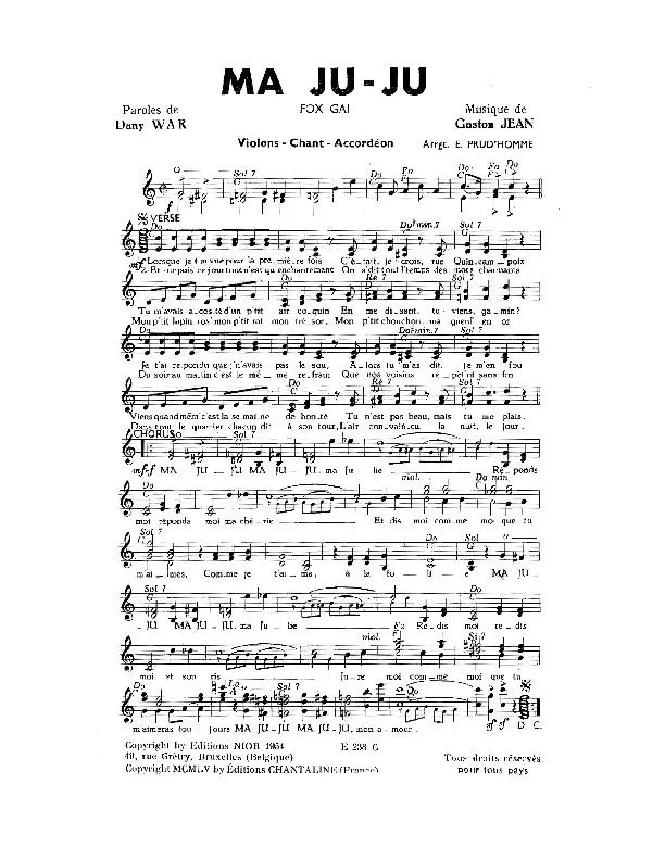 télécharger la partition d'accordéon Ma Ju Ju (Arrangement : Emile Prud'Homme) (Fox Gai) au format PDF
