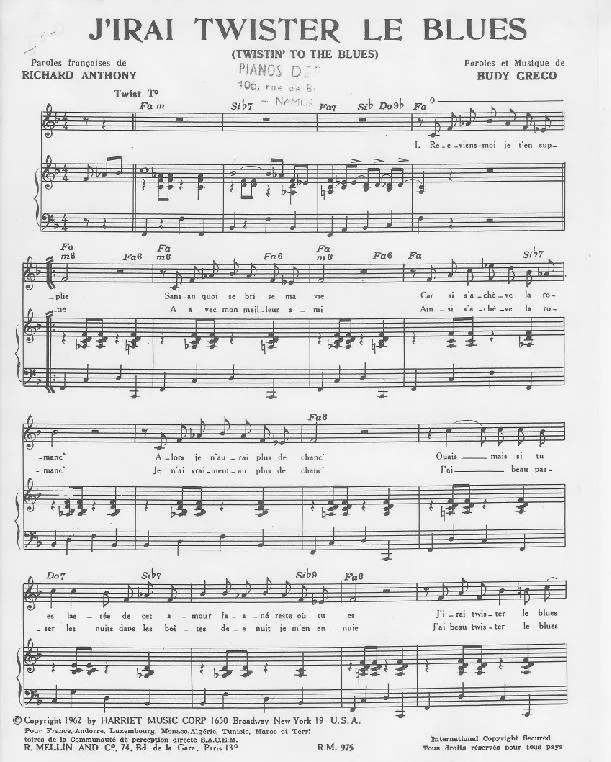 télécharger la partition d'accordéon J'irai twister le blues (Twistin' To The Blues) au format PDF