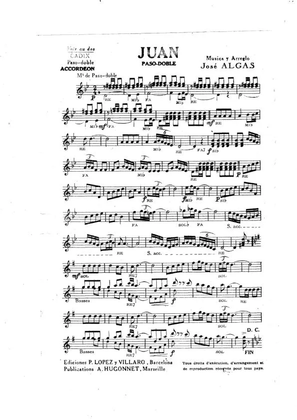 télécharger la partition d'accordéon Juan (Orchestration) (Paso Doble) au format PDF