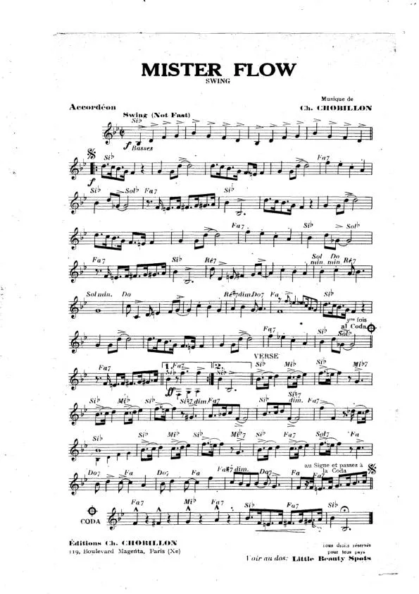 télécharger la partition d'accordéon Mister Flow (Orchestration Complète) (Swing) au format PDF