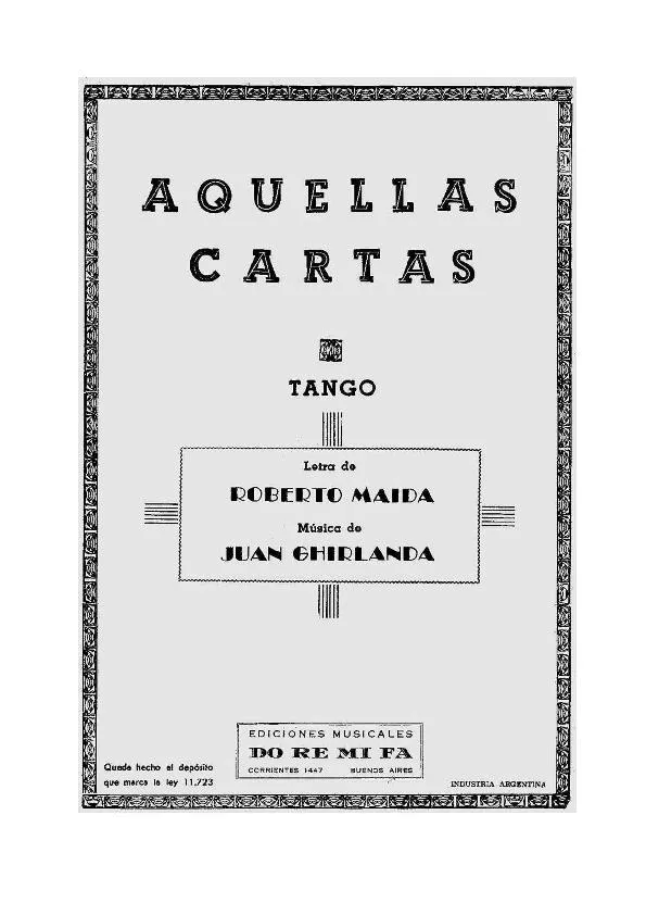 télécharger la partition d'accordéon Aquellas Cartas (Tango Cancion) au format PDF