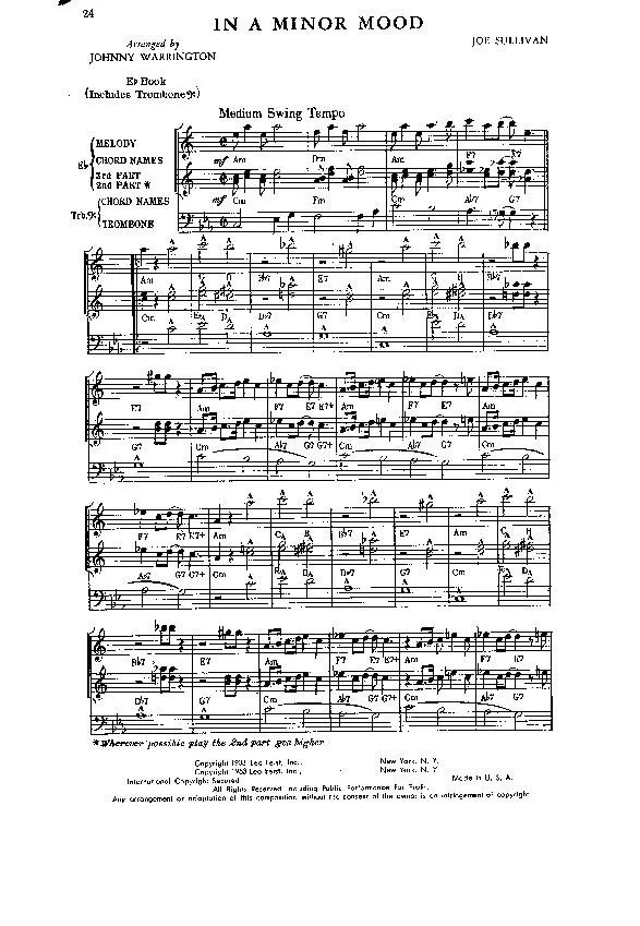 télécharger la partition d'accordéon In the minor mood (Arrangement : Johnny Warrington) (Swing) au format PDF